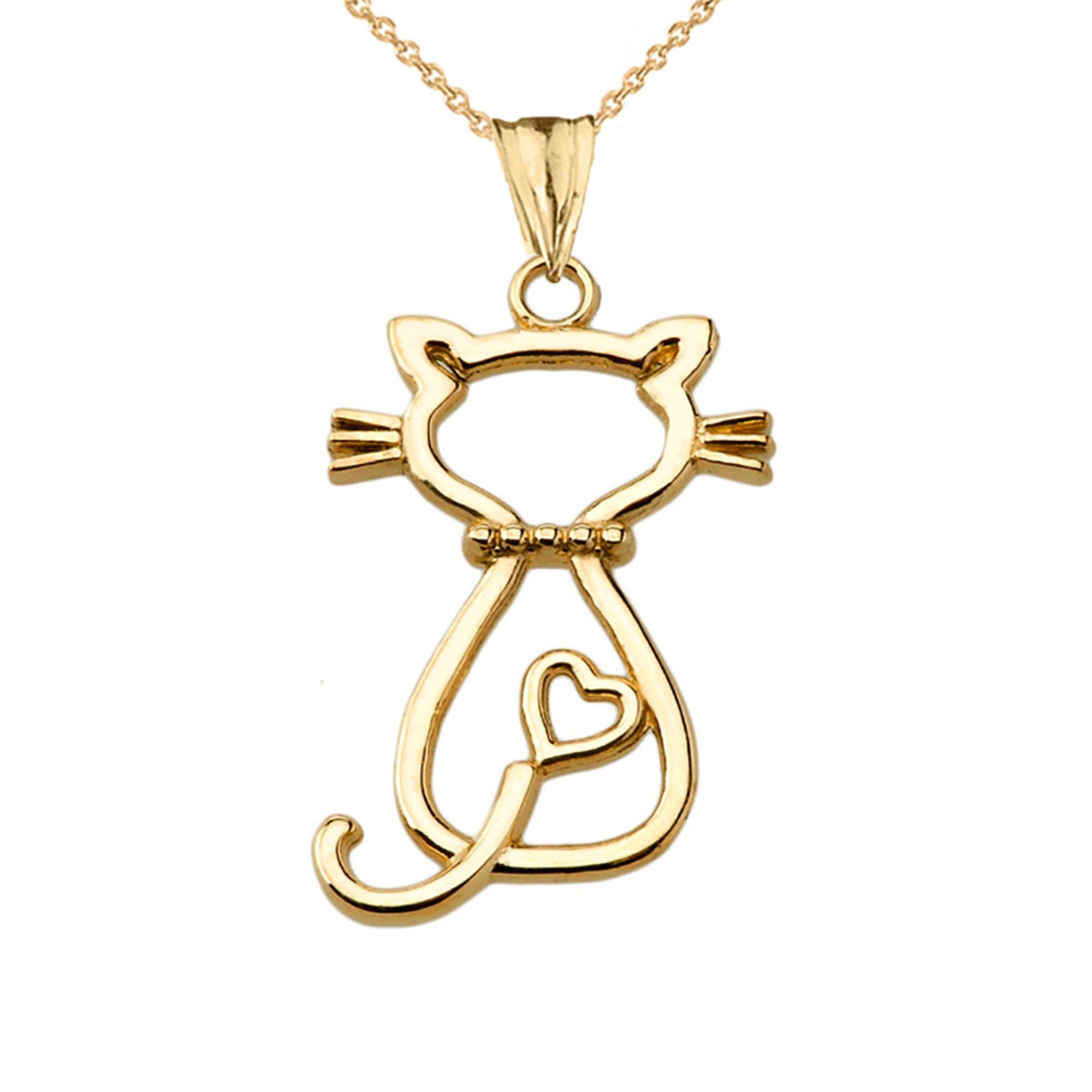 Yellow gold diamond cat necklace – Victorious